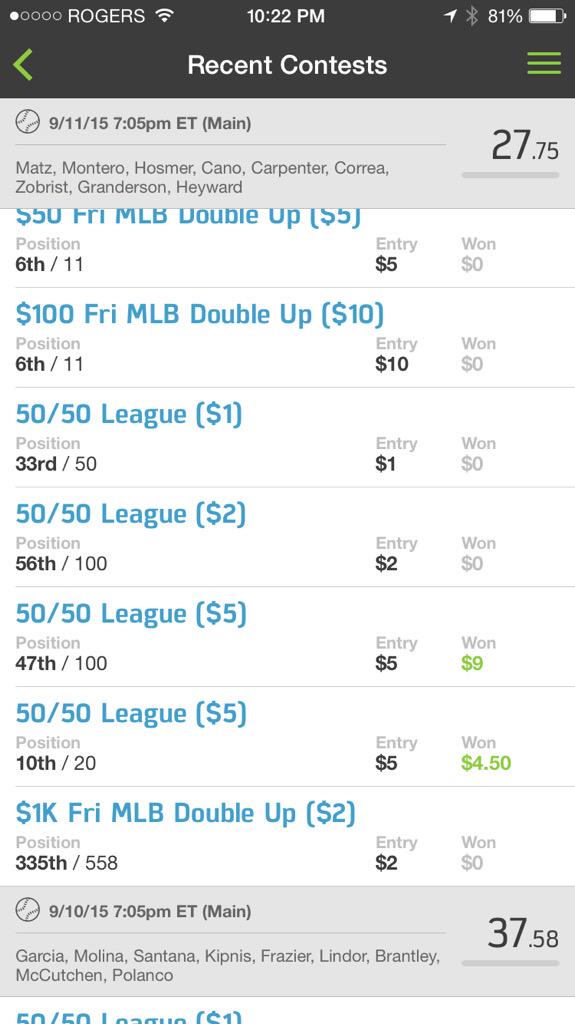 LineupHQ's tweet photo. And more winning FanDuel Lineups!!🔥🔥 Message me to sign up or ask questions. http://t.co/bZWQcd5SDl