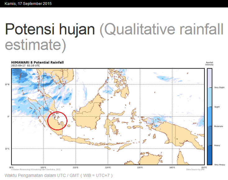 infoRIAU's tweet photo. 09:00 WIB - Produsen utama asap (Sumsel &amp; Jambi) masih jauh dari awan hujan. Karhutla masih gampang terjadi. 

. http://t.co/EfaO1Bd305