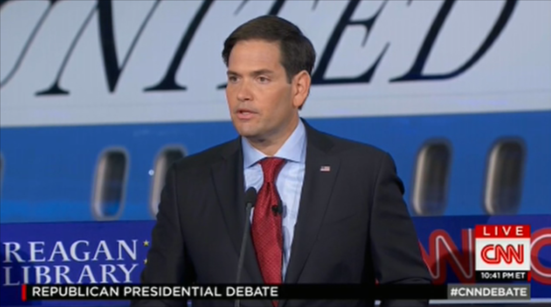 BuzzFeedNews's tweet photo. Rubio: "I am not in favor of any policies that make America a harder place to live, to work, or to raise a family." http://t.co/THyhlqY0Ri
