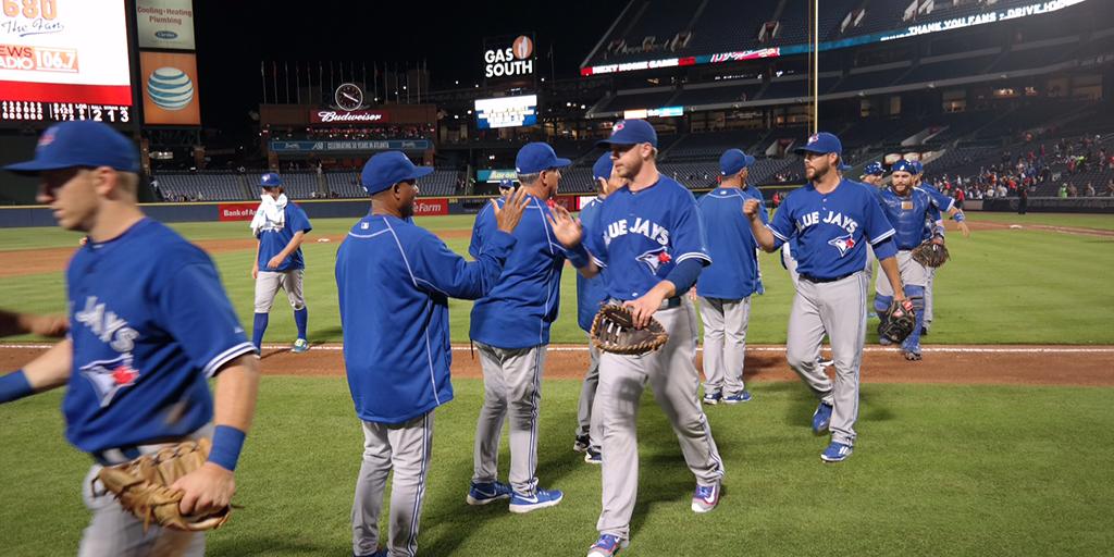 BlueJays's tweet photo. Handshakes all around after a big @BlueJays win. #ComeTogether http://t.co/PJrb2T6kLp