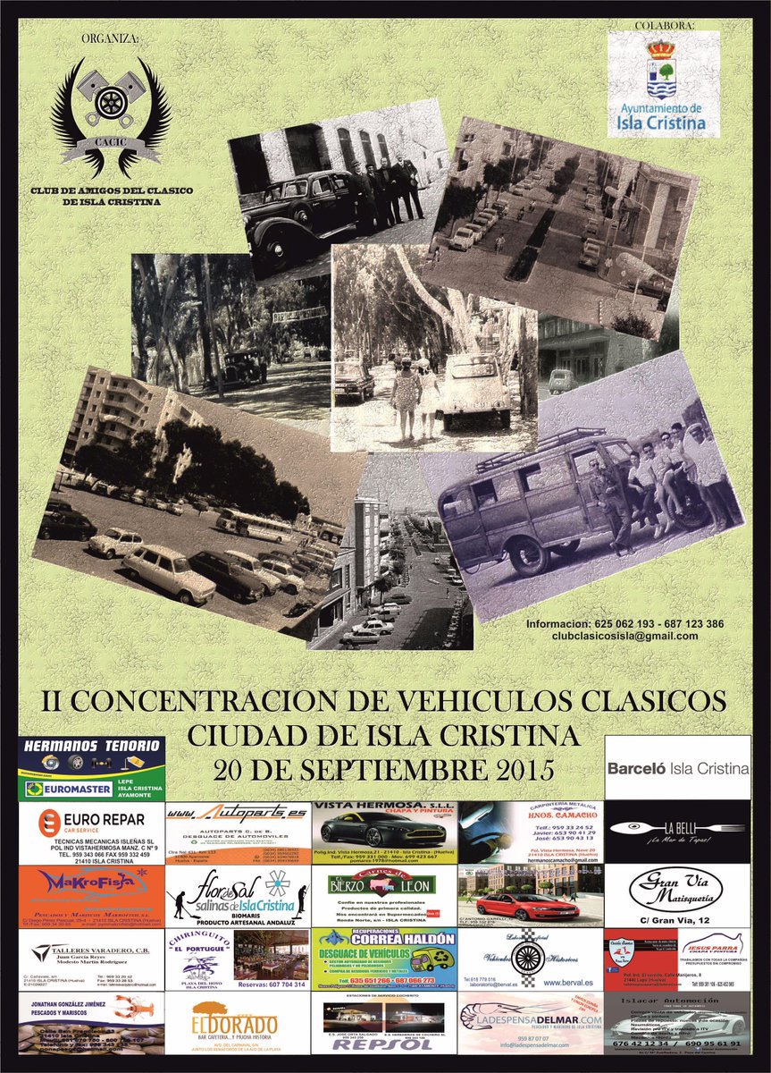 barceloIslaCris's tweet photo. No paramos y este fin de semana seremos testigos de la II Concentración de vehículos clásicos Ciudad de Isla Cristina http://t.co/9hwhtpgTp5