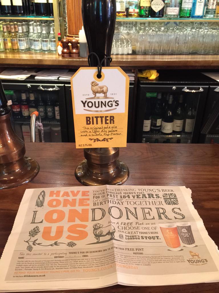 Happy birthday to us !!! #184YearsYoungs grab a voucher in the paper or download it youngs.co.uk/youngsday