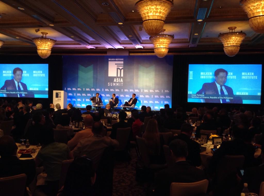 CurtisSChin's tweet photo. Finance Secretary Purisima @CVP1960 at @MilkenInstitute #MIAsia: the Philippines is the sick man of Asia no more. http://t.co/mC0v7mtz0B