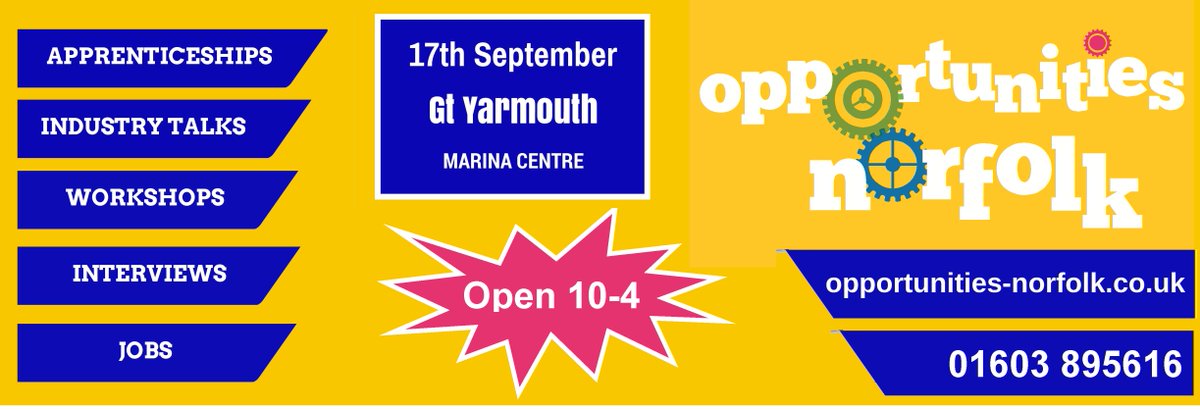 OpportunitiesNK's tweet photo. Come &amp; find out about apprenticeship opportunities in Gt Yarmouth area today @OpportunitiesNK https://t.co/BmK7JpYvG8 http://t.co/06pTR9r2LH