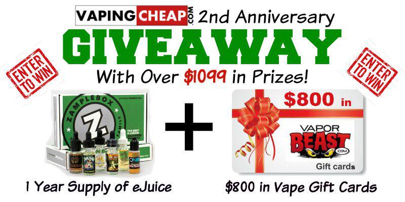 VapingCheap's tweet photo. HUGE $1099 2nd Anniversary Giveaway! - http://t.co/HYCp7K0XlP - #Vape #ecig http://t.co/4cRqtqwh0D
