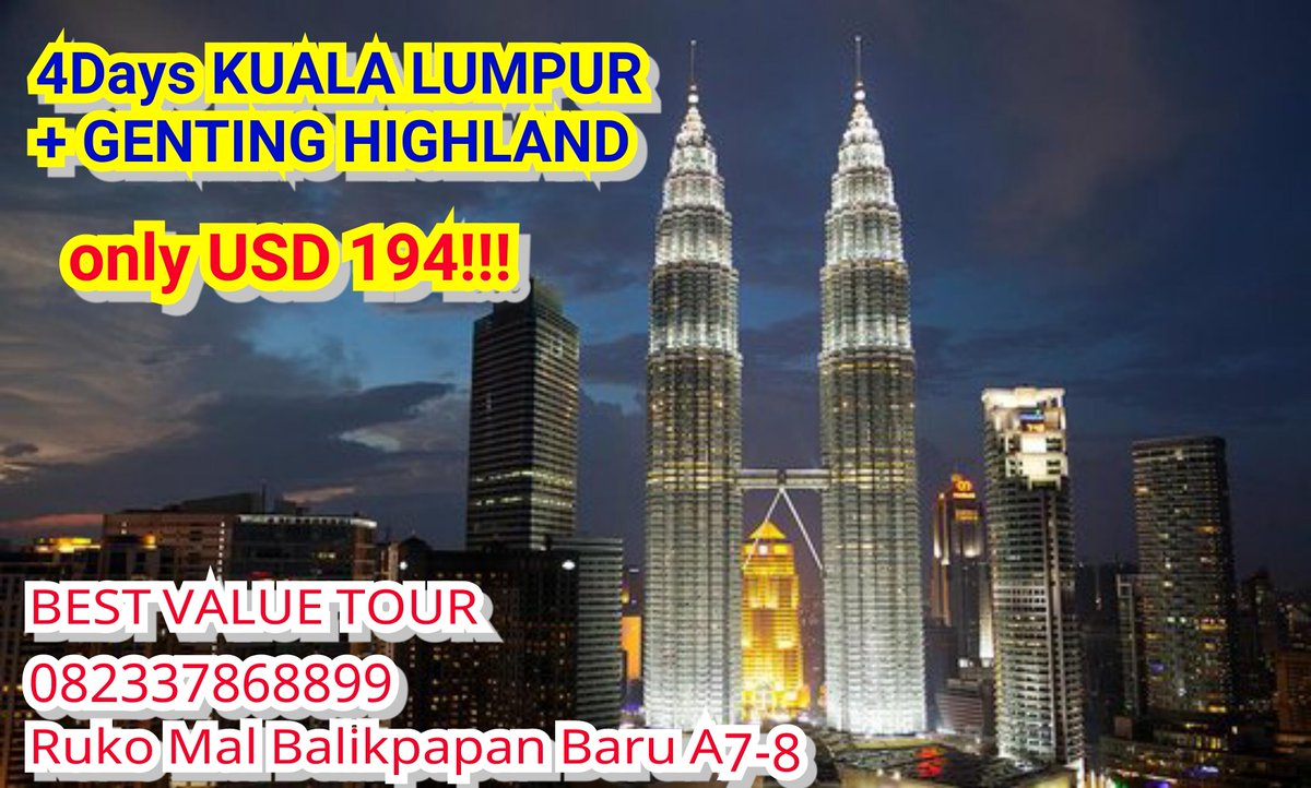 BVTourbpn's tweet photo. Super Promo! 4Days KUALA LUMPUR + GENTING only USD 194NETT!!! http://t.co/lHODkpPbe9