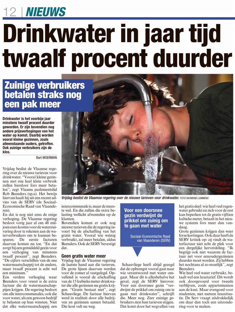 GEPrainwater's tweet photo. kranten artikel van vandaag #drinkwater #duurder #regenwater is #gratis #water http://t.co/ZJfuoyI4Qf