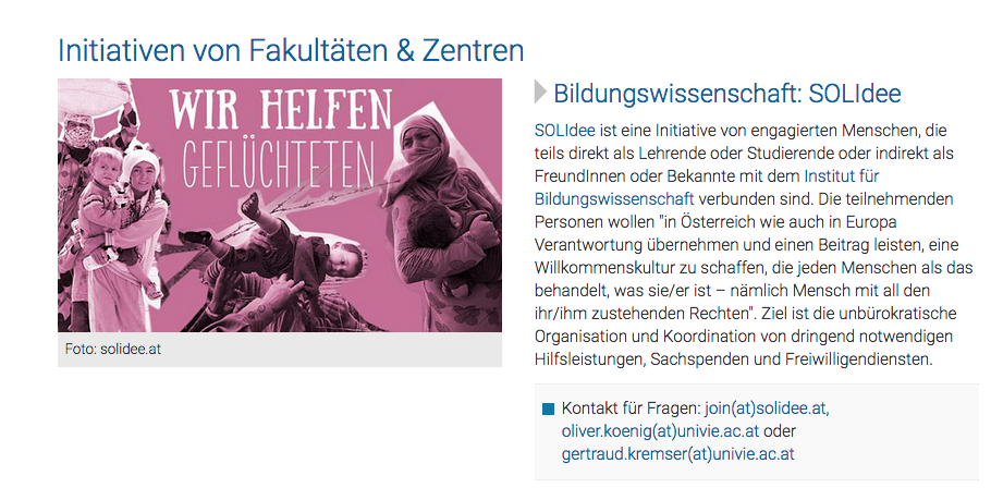 inklusion's tweet photo. #solidee jetzt auch auf der Homepage der @univienna >> http://t.co/F8o7a320RU #refugeeswelcome http://t.co/xbqyAxaH9J
