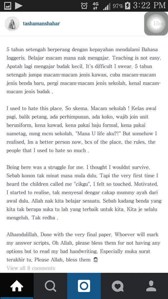 shairrpami's tweet photo. Semua student mesti tertanya "mane U life aku?!" @tashamanshahar have the answer. Thanks give me that motivate. ☺😀😃😊 http://t.co/JHzwJyjjQH