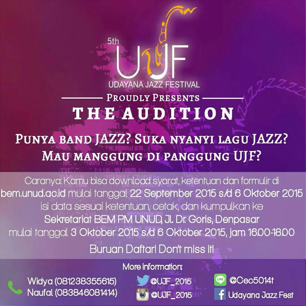 BEM_Udayana's tweet photo. Pengen tampil di panggung 5th UJF 2015 bareng Guest Star yg super hitz? sekarang saatnya kamu ikutin AUDISI 5th UJF! http://t.co/4u4WoRH95N