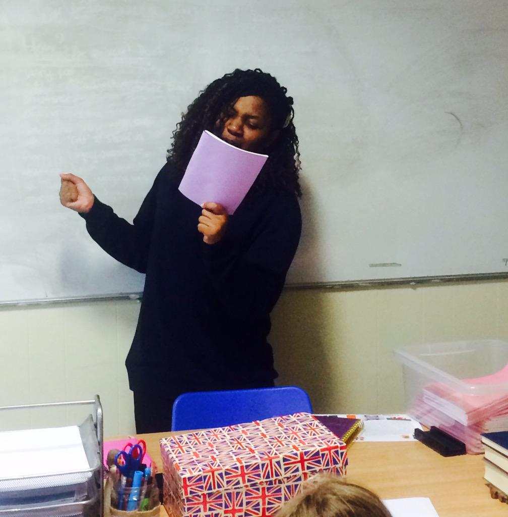 MissStoneBH's tweet photo. One of my year 9s performing a song she wrote in her free writing journal. Pure talent! #freewritingjournal http://t.co/MjUgKcBhhQ