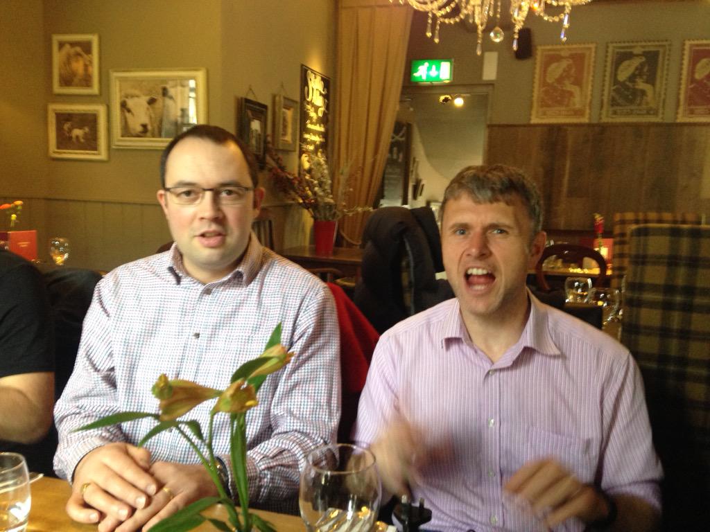 moneydashboard's tweet image. Caught mid-sentence.... Max and @_RichardABrown arguing on our team building trip to the pub #databasechat