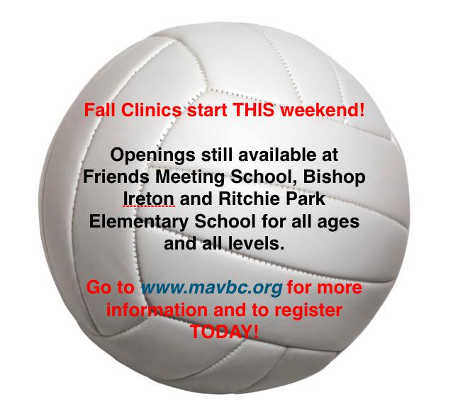 We're excited to get started this weekend with Fall Clinics!  mavbc.org
