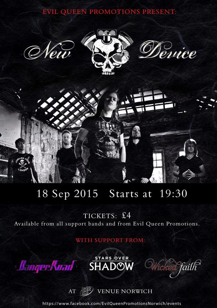 Epic gig tomorrow at <a href="/B2Venue/">B2 Venue</a> - <a href="/NEWDEVICE/">NEW DEVICE</a>, <a href="/wickedfaithband/">Wicked Faith</a>, <a href="/dangerroadband/">DangerRoad</a> and <a href="/StarsOverShadow/">StarsOverShadow</a>. Tickets £4. RT!