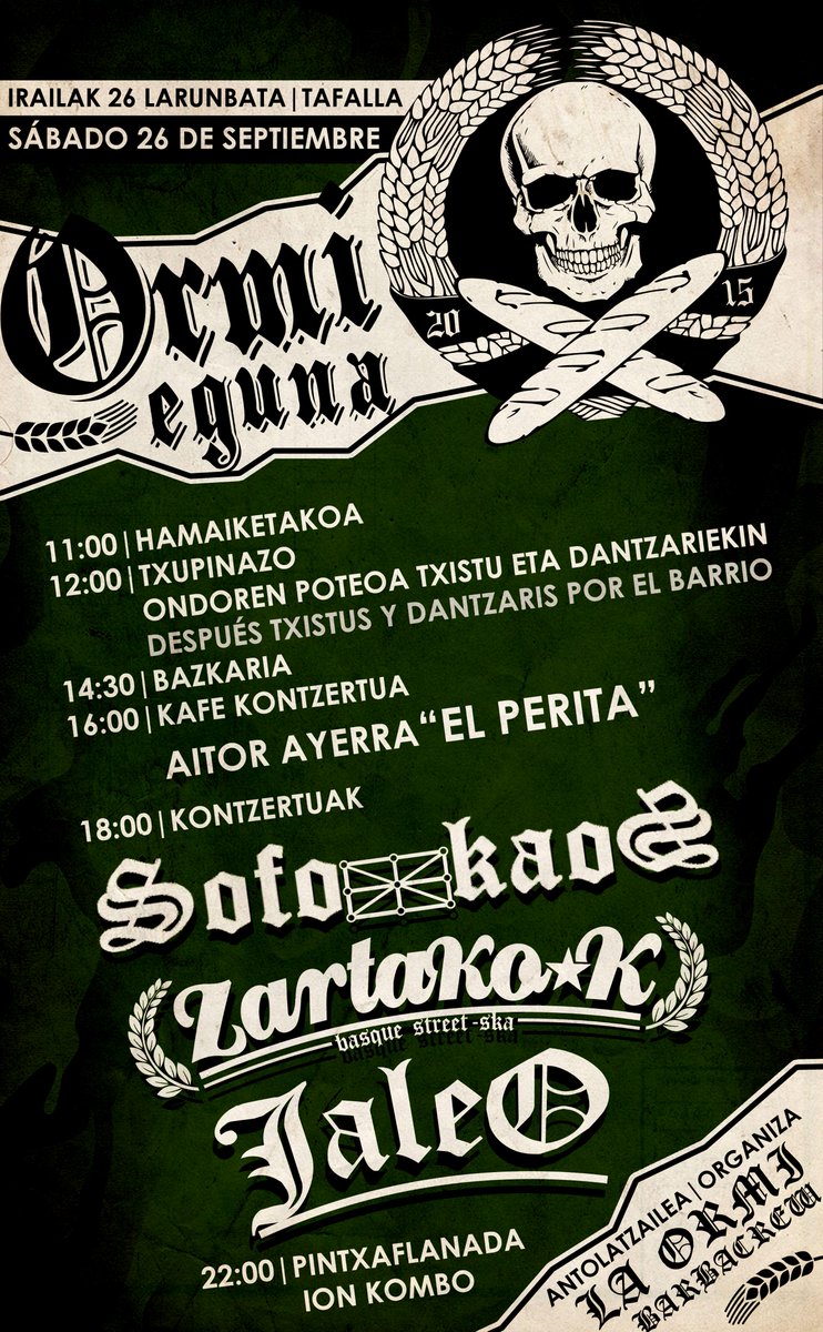 Zartako_K's tweet photo. El sábado que viene arde Tafalla, ORMI EGUNA, GURE EGUNA!
#TafallaForTheRudies http://t.co/iCuBUwCVWN