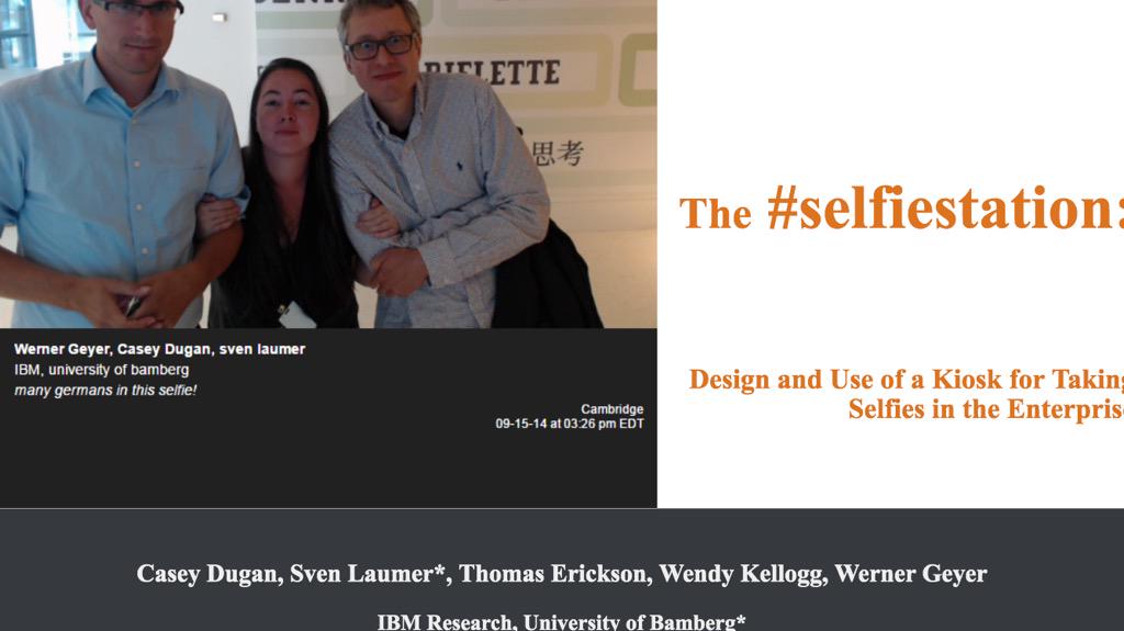 casey_dugan's tweet image. Come hear about selfies at 12pm in K8!! :) @IBMResearch @IBMResearchCAM #INTERACT2015