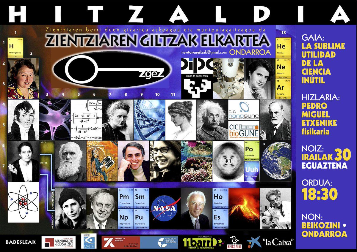 Charla de Pedro Miguel Etxenike sobre "La sublime utilidad de la ciencia inútil" en Ondarroa el 30 de Septiembre!!