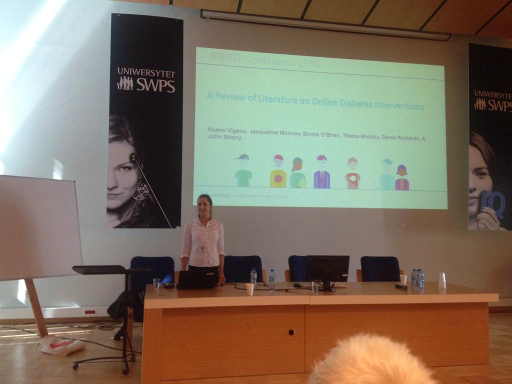 JacqEO's tweet photo. Just finished presenting! @esrii2015 @SilverCloudH #ESRII2015 #Diabetes #OnlineInterventions #BehaviouralHealth http://t.co/YTR7h2adm0