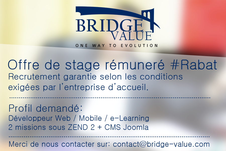 ssoubella's tweet photo. #rabat #recurtement #jobs #webdev #zend2 #mobile #elearning contact@bridge-value.com http://t.co/nCMWYxD0Cl