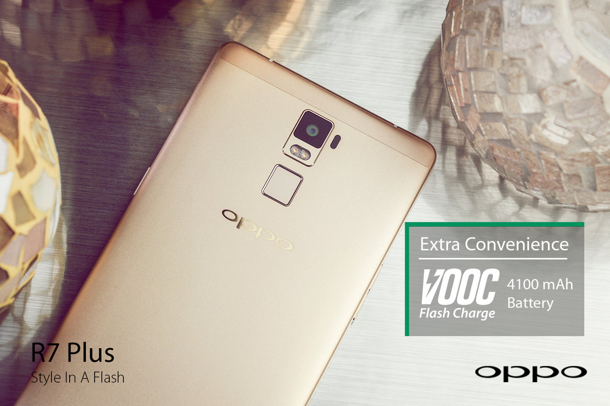 OPPOMalaysia's tweet image. The OPPO R7 Plus is powered by 4100 mAh with OPPO VOOC Flash Charge technology. More elegance , more Style. #ExtraFun