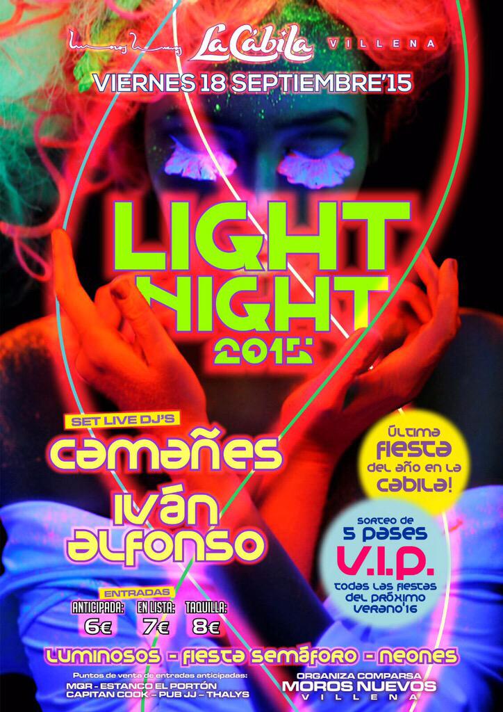 LACABILAVILLENA's tweet photo. Hoy sorteo de 1 entrada para
#LightNight2015 

ULTIMA FIESTA DEL VERANO
Sorteo 5 pases VIP para las fiestas2016 http://t.co/q94trL6A9N