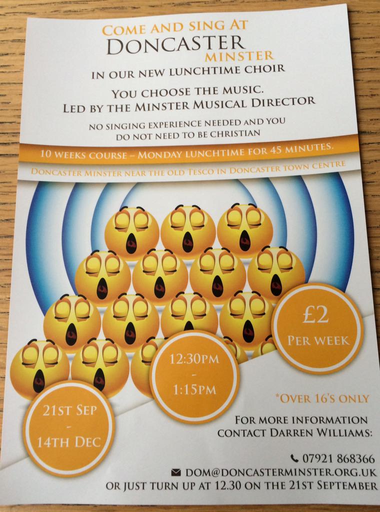 musicATdonmin's tweet photo. @SYPMVC our new Musical Director will be Directing this new choir at the Minster beginning Monday. COME ALONG! http://t.co/AUK6ex364a