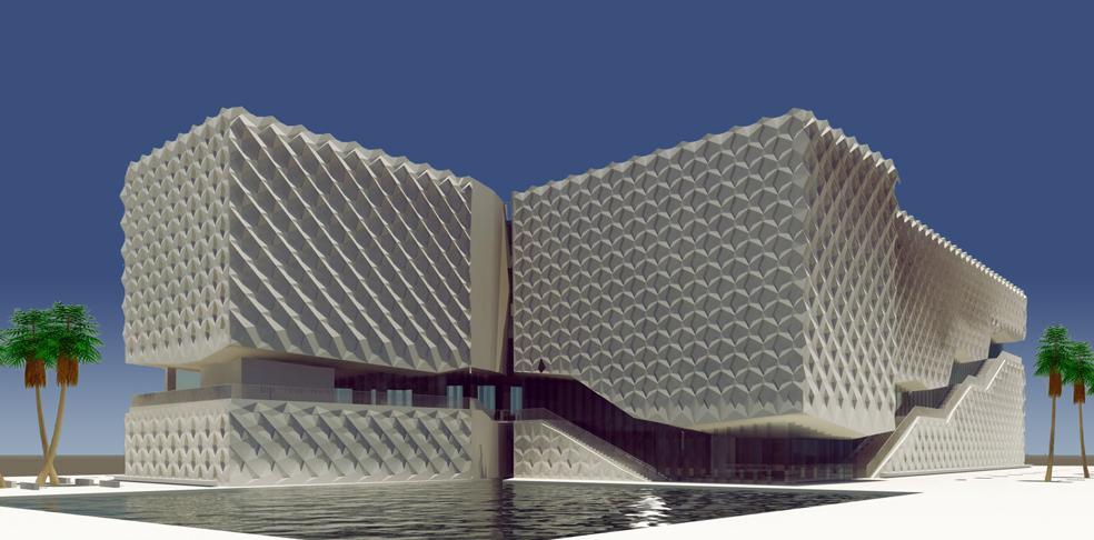 ArchJournal's tweet photo. Perkins+Will designed this gorgeous building for the new Kuwait University College of Arts. Very clever use of lines! http://t.co/y2qMqNeb4S
