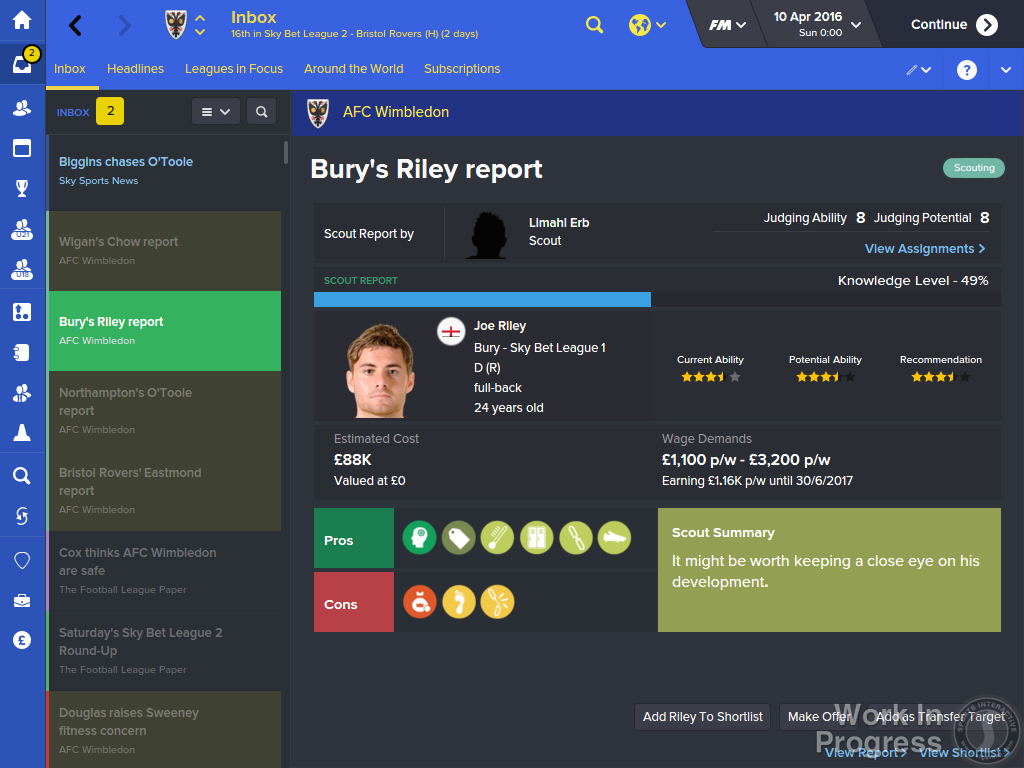 Football Manager Here S A Look At The Improved Scout Report Summary Screen Fm16 Http T Co Fluiwm0cxw Twitter