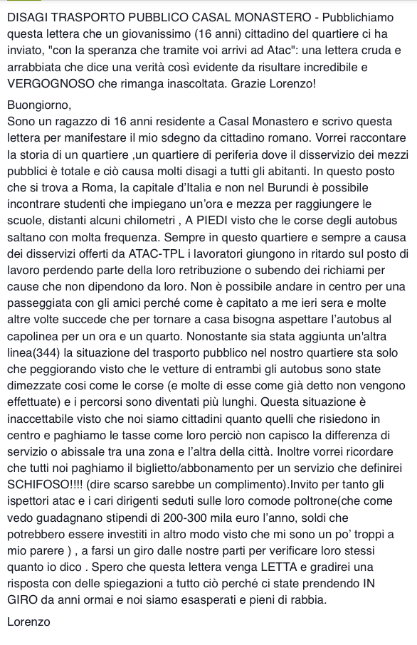 CasalMonastero's tweet image. Lettera di un nostro studente per @InfoAtac @ignaziomarino @stefanoesposito.Vi sembra accettabile tutto ciò?
#busRoma