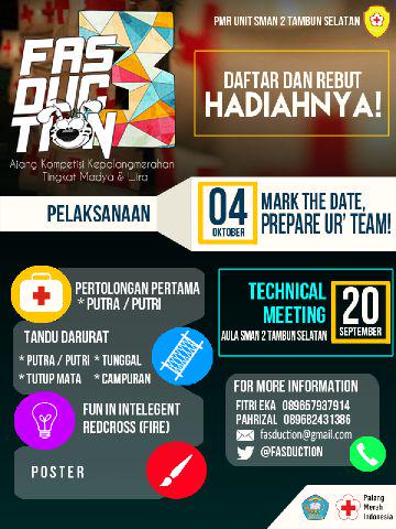 FASDUCTION's tweet photo. Jangan lupa dateng Techniccal meeting FASDUCTION 2015 yaaa hari minggu, 20 September 2015 jam 1 siang di Aula ugb😊 http://t.co/YGykVfaV4u
