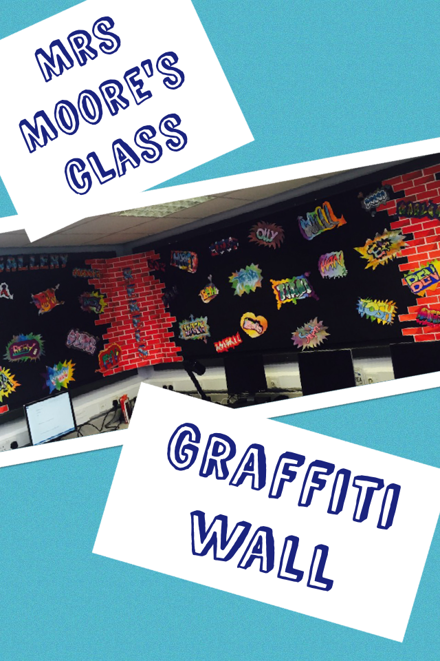 AcklamWhin's tweet photo. Mrs Moore's class' graffiti wall #creative #tagdesigners #differentmediums http://t.co/oWg9lq3DKr http://t.co/mrJzFbtzct