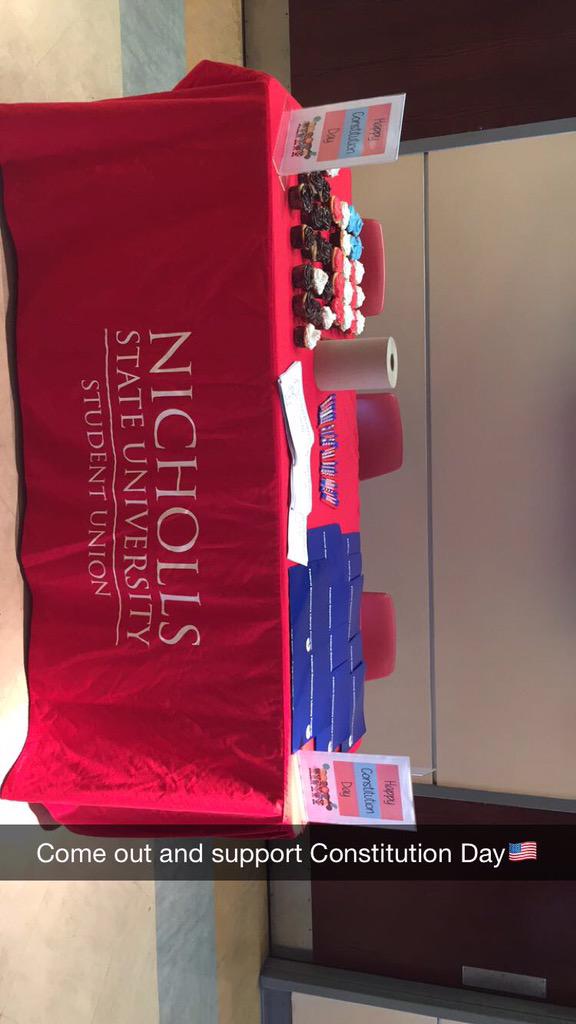 NichollsUnion's tweet photo. Come out and support Constitution Day in the Student Union right now!😊🇺🇸 http://t.co/vwyz5uaCl6