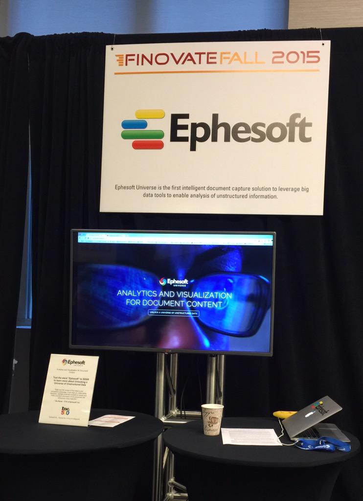 Ephesoft's tweet image. #Universe debuts at #Finovate today - The first #DocumentAnalytics Platform for #unstructuredcontent and #EDiscovery