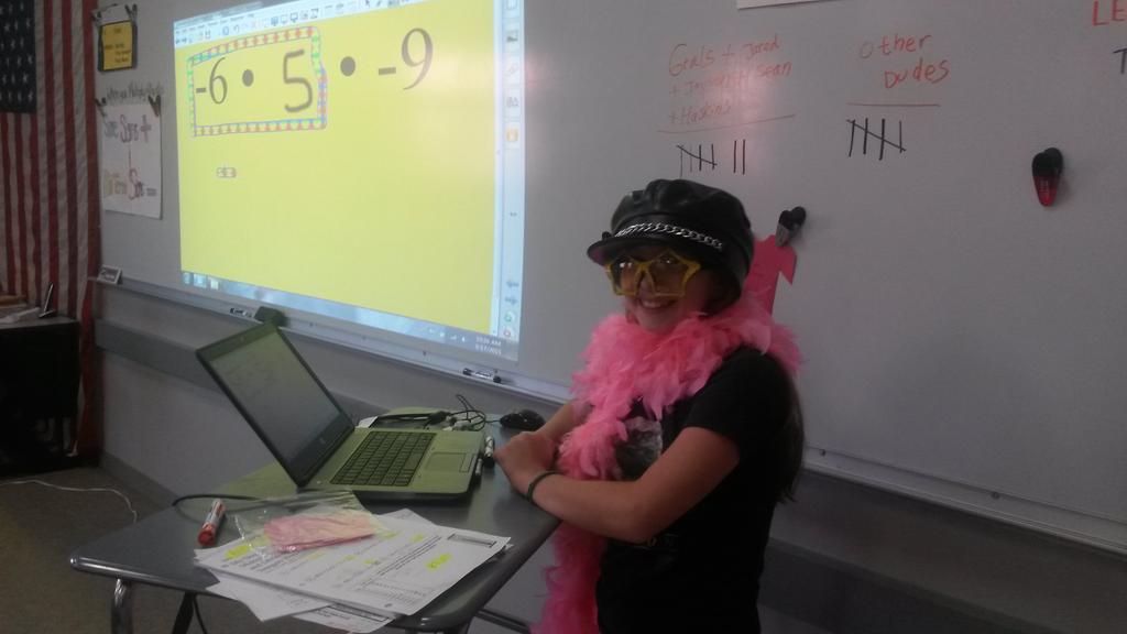 MrsHolickerNMS's tweet photo. Multiplying with negative numbers? No problem for this star student! @brucebrody22 #7purplerocks #makingmathfun http://t.co/alcX0uU2oI