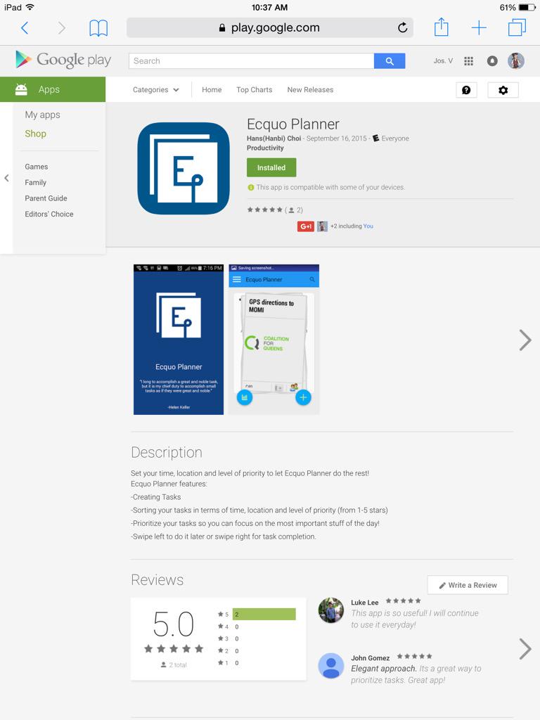 EcquoPlanner's tweet photo. It is Official... Our Ecquo Planner is up on the Google Play Store! Check us out at https://t.co/VtERUsSfmj #ecquo http://t.co/c4WrKkboOb