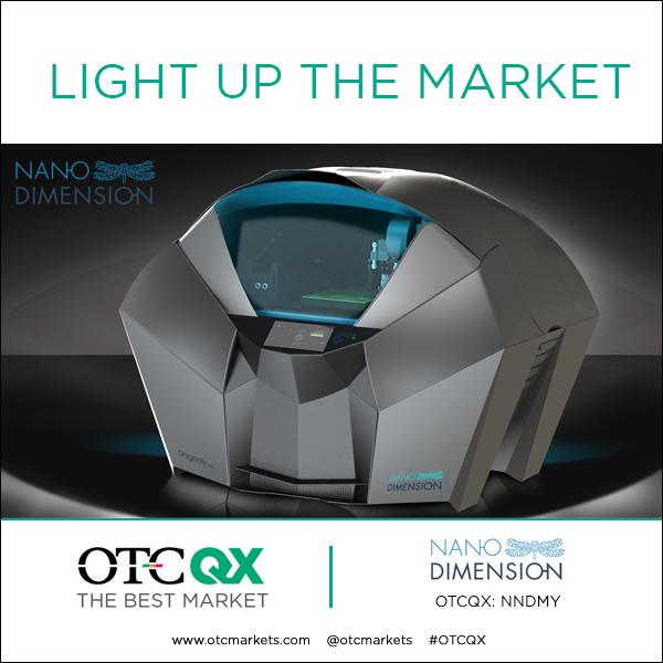 OTCMarkets's tweet photo. New #OTCQX company Nano Dimension (TASE: $NNDM; OTCQX: $NNDMY) Lights up the Market! #LightUpTheMarket @3Dpcb http://t.co/1BfZ4Z6Z6N