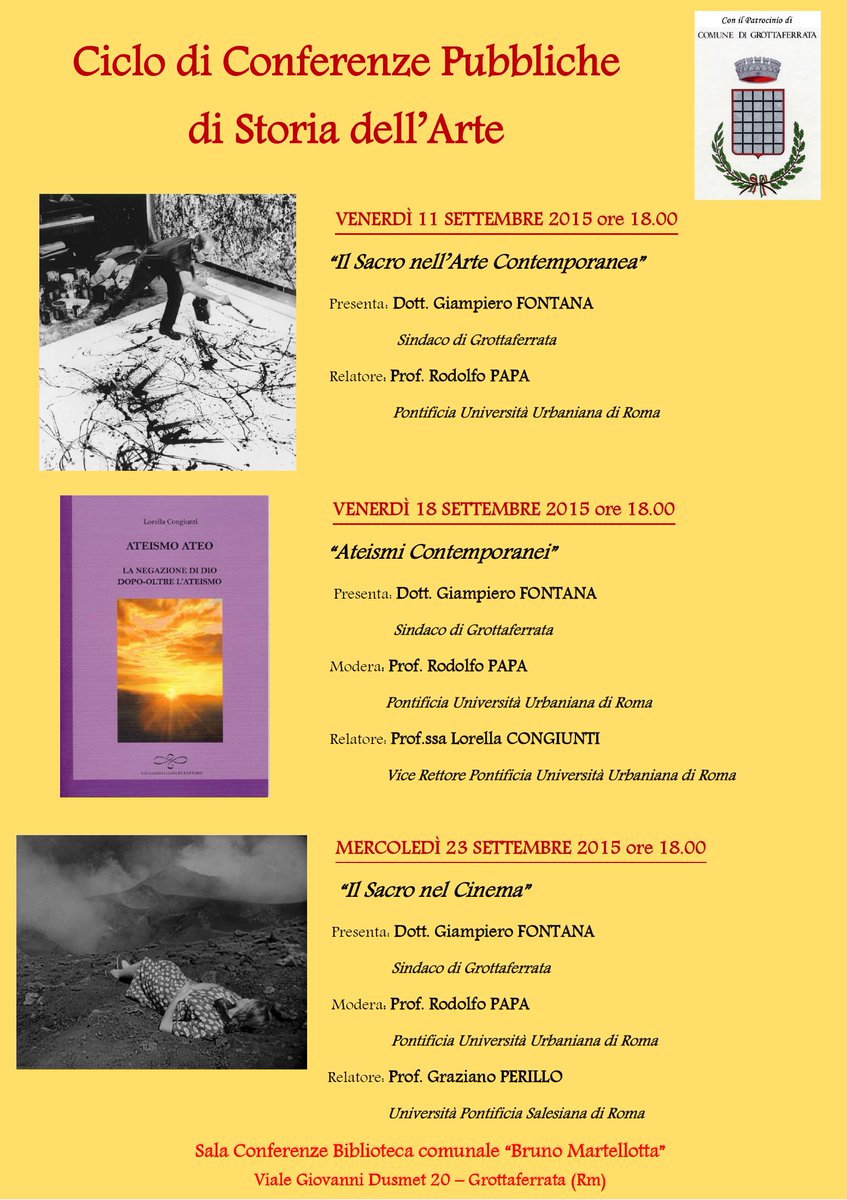 GrottaInforma's tweet photo. Conferenza "Ateismi contemporanei" - venerdì 18 settembre h. 18.00 in Biblioteca comunale "Bruno Martellotta" http://t.co/RepzGj5c1j