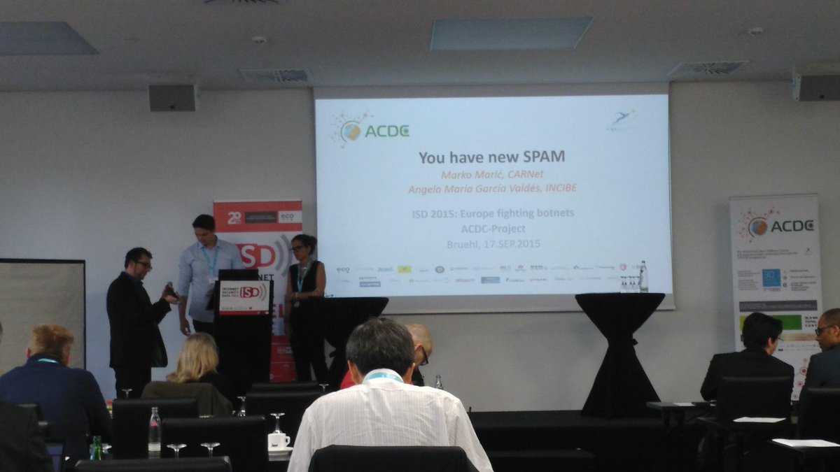 eprieper's tweet photo. And closing the ACDC session at the #ISD2015, M.Maric from CARNet and A.García from @INCIBE @AntiBotnet http://t.co/h20VujT0xZ