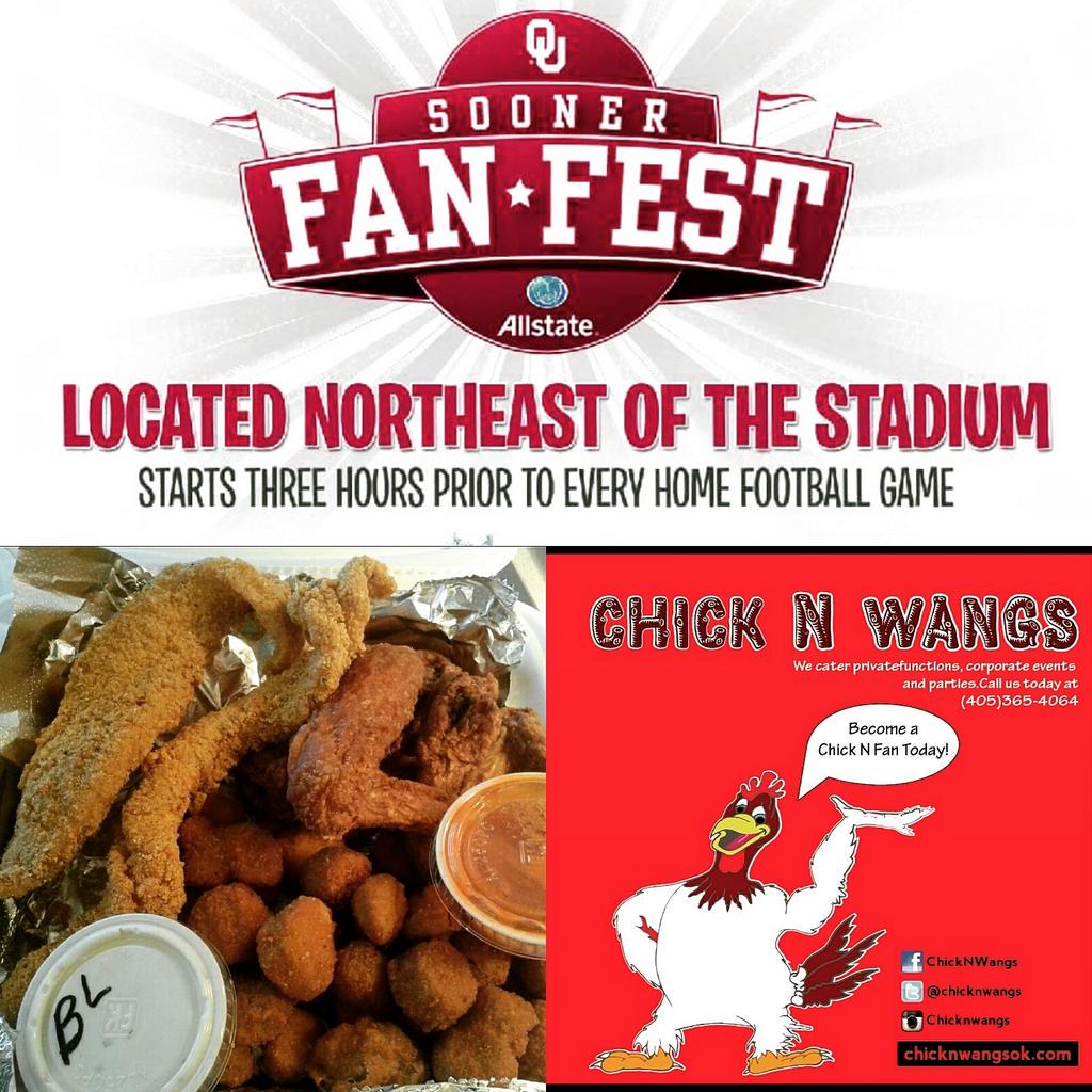 ChickNWangs's tweet photo. We're giving away 4 pair of OU tickets today!! We'll be at Hobby Lobby 7704 SW 44th! #FishNChickNFix @OU_Athletics http://t.co/IKjHF5bKpO