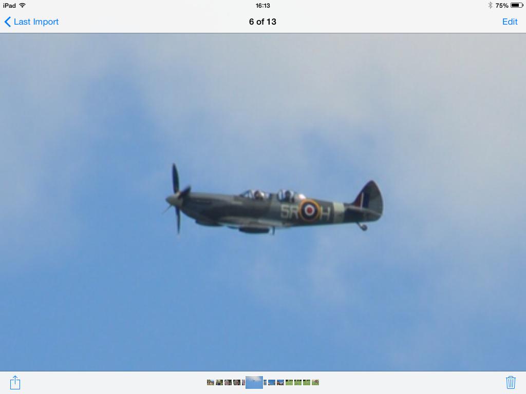 RichardLaslett's tweet photo. Paul Clugston in a Spitfire over Ash today. It's good to see him in the back seat for a change :) http://t.co/etXLf2QVLY