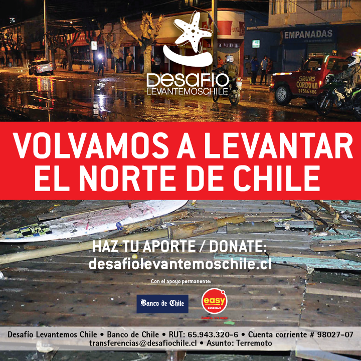 ¡Volvamos a Levantar el Norte! Porque ya estamos en terreno, haz tu aporte en desafiolevantemoschile.cl