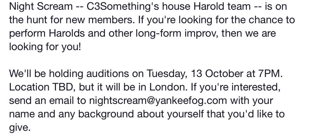 NightScreamC3's tweet photo. London Improvisers. This is for you http://t.co/1ES97BqEPv