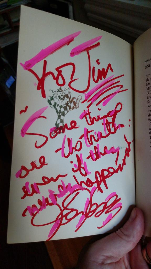 Happy birthday to an American original, Ken Kesey. Here\s how he signed my copy of CUCKOO\S NEST 