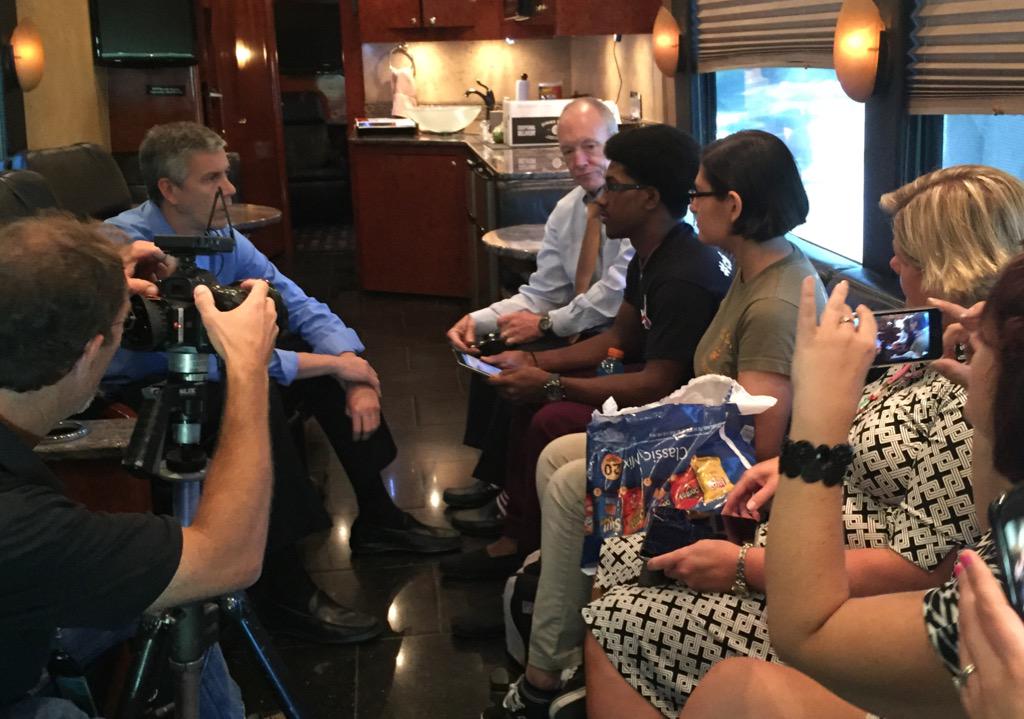 usedgov's tweet image. On the bus, students talk college choices with @arneduncan and  @EDUnderSec #ReadyforSuccess