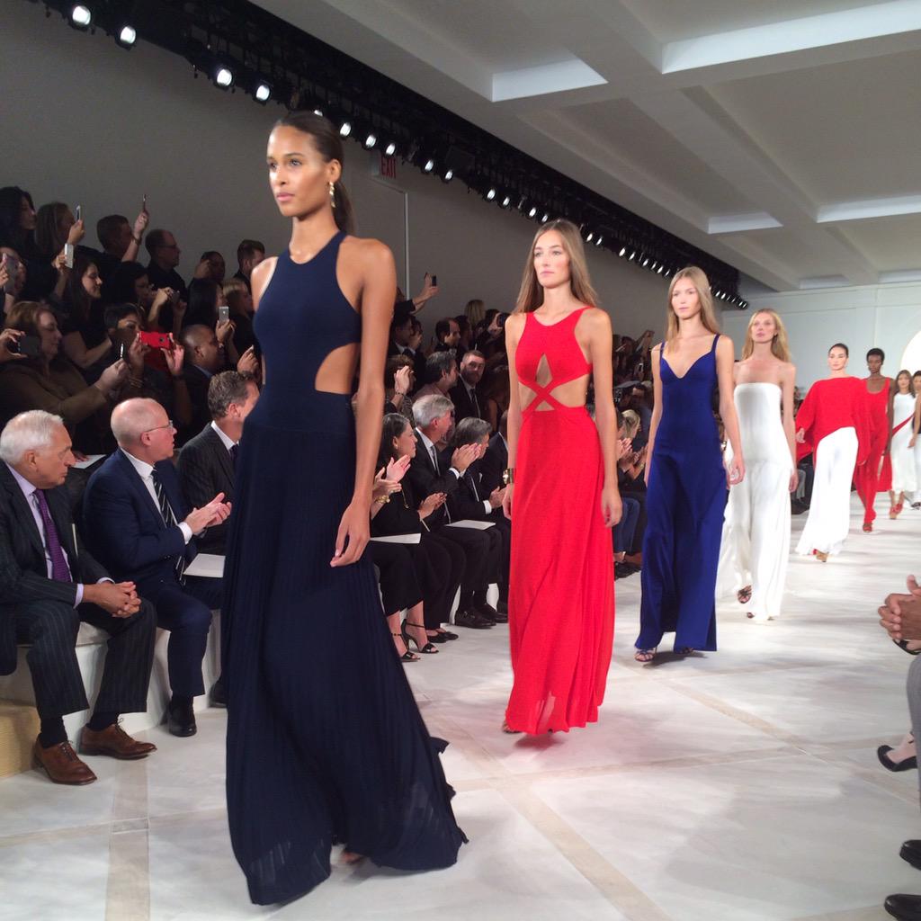 RalphLauren's tweet photo. A parade of sleek, sophisticated gowns capture the modern expression of the #RLRunway #NYFW http://t.co/zn7c9tuGDc