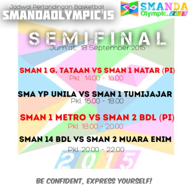 SmandaEvent's tweet photo. [Schedule] -SEMIFINAL- Jum'at, 18 September 2015. http://t.co/nzV6KblpB7