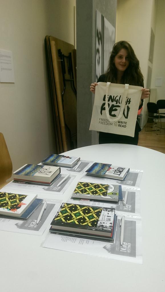 englishpen's tweet photo. Goodie bag packing in prep for the student PEN summit tomorrow with @GeorginaNorie! #goodies #studentPEN http://t.co/nYiMnwz80z