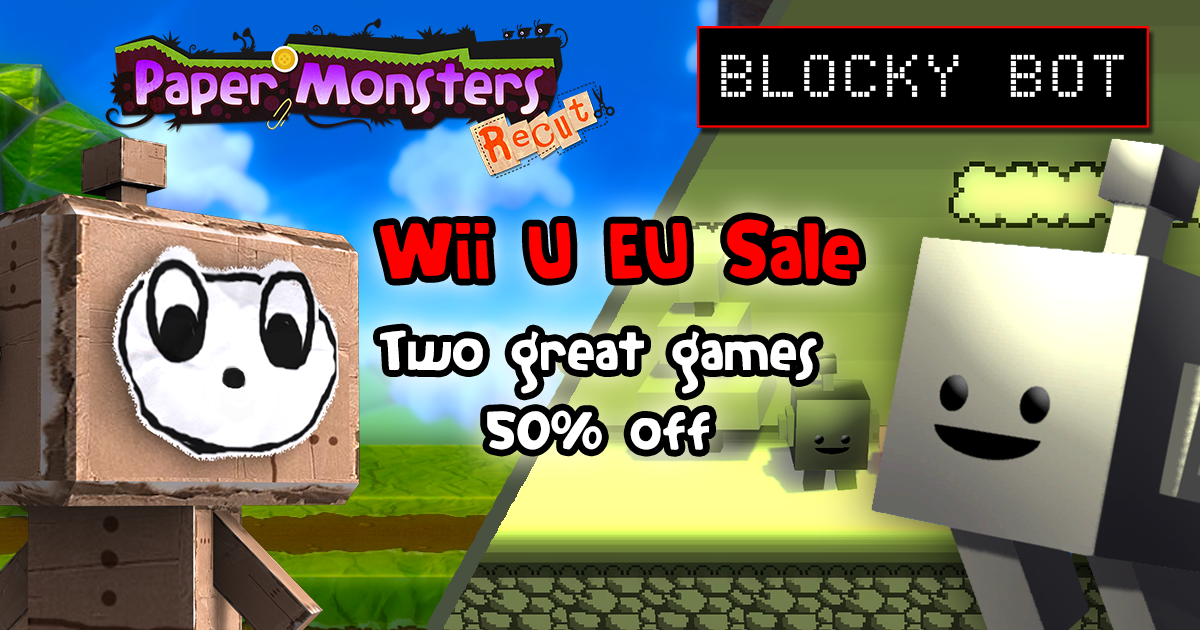 Perth Afleiden vacuüm Crescent Moon Games on Twitter: "Paper Monsters Recut and Blocky Bot are on sale in the EU on the Wii U! 50% off - Enjoy! @mobotstudios #wiiu #sale http://t.co/xkBccaX8V1" / Twitter Perth Afleiden vacuüm Crescent Moon Games on Twitter: "Paper Monsters Recut and Blocky Bot are on sale in the EU on the Wii U! 50% off - Enjoy! @mobotstudios #wiiu #sale http://t.co/xkBccaX8V1" / Twitter