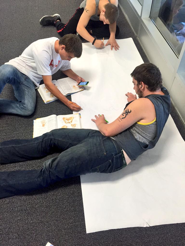 Human body systems I class, doing awesome on skeleton drawing