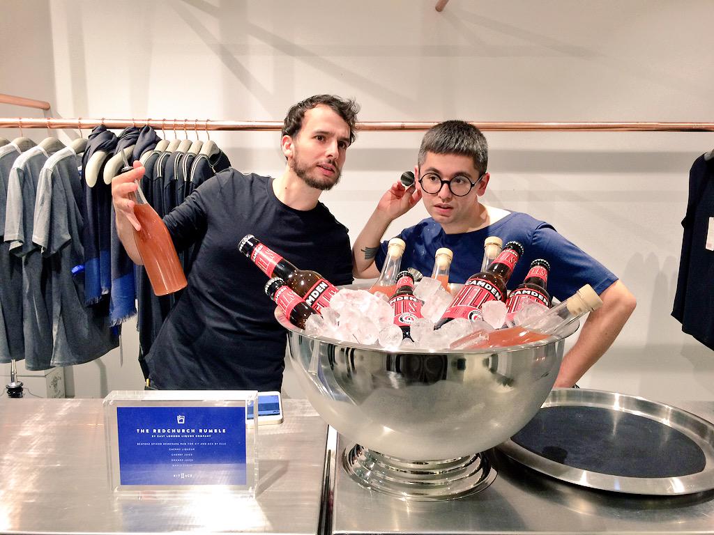 DistillinginE3's tweet photo. The cocktails are calling @kitandace #Redchurch with @CamdenBrewery #Hells. Congrats on your launch guys! http://t.co/PZ9OA6G157